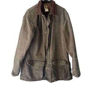 Carhartt Vintage Blanket Lined Work Coat Barn‎ Chore Jacket Western Brown XL